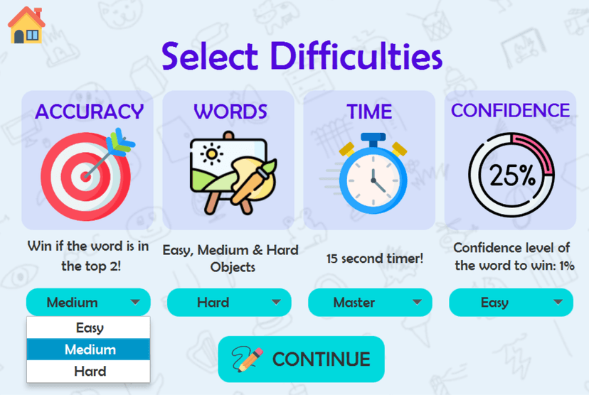 Game difficulty selection